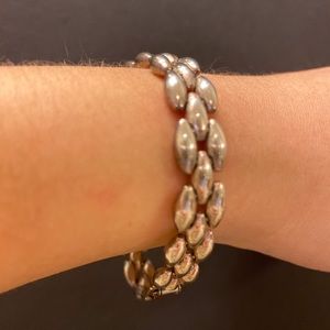 Silver beaded clasp bracelet